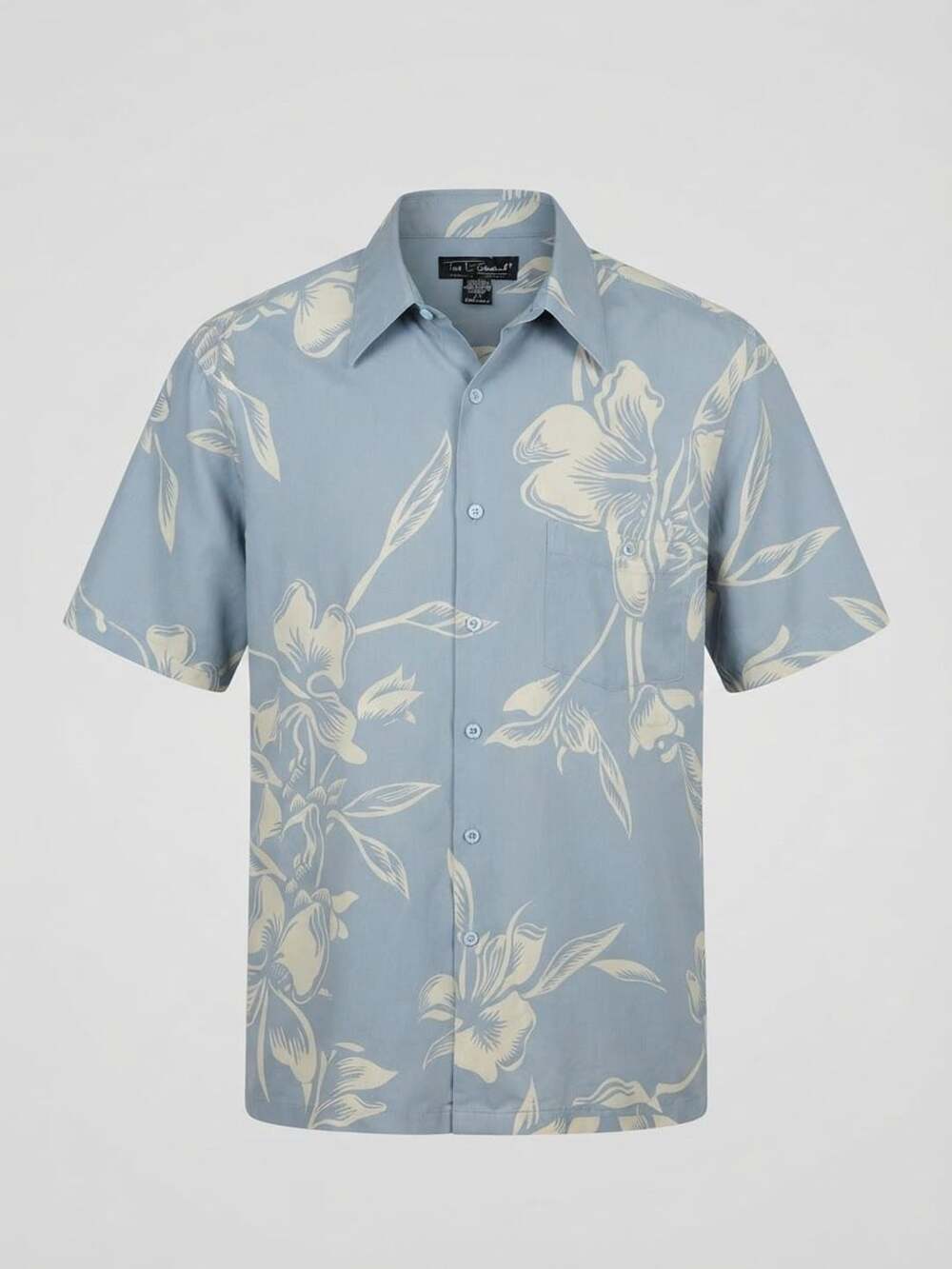 Tori Richard Men's Blue/Cream Hawaiian Floral 100% Silk Aloha Shirt large